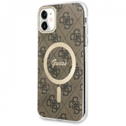 Guess iPhone 11 Hülle Case Cover MagSafe 4G Braun