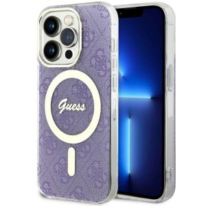 Guess iPhone 14 Pro Hülle Case Cover MagSafe 4G Lila Violett