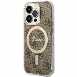 Guess iPhone 14 Pro Case Cover MagSafe 4G Brown
