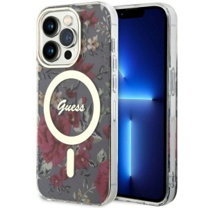 Guess iPhone 14 Pro Hülle Case Cover MagSafe Flower Grün
