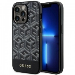 Guess iPhone 14 Pro Hülle Case Cover MagSafe G Cube Stripes Schwarz