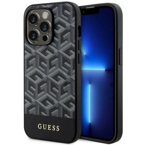 Guess iPhone 14 Pro Case Cover MagSafe G Cube Stripes Black