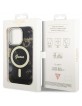 Guess iPhone 14 Pro Case Cover MagSafe Golden Marble Black