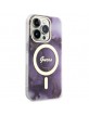 Guess iPhone 14 Pro Case Cover MagSafe Golden Marble Purple