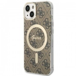 Guess iPhone 14 Plus / 15 Plus Hülle Case Cover MagSafe 4G Braun