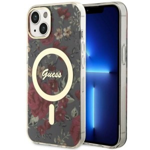 Guess iPhone 14 Plus Hülle Case Cover MagSafe Flower Grün