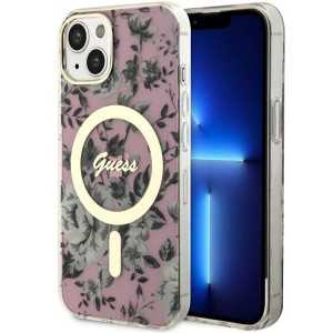 Guess iPhone 14 Plus Hülle Case Cover MagSafe Flower Rosa Pink
