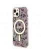 Guess iPhone 14 Plus / 15 Plus Hülle Case Cover MagSafe Flower Rosa Pink