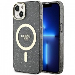Guess iPhone 14 Plus / 15 Plus Hülle Case Cover MagSafe Glitter Schwarz
