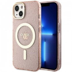 Guess iPhone 14 Plus / 15 Plus Case Cover MagSafe Glitter Pink