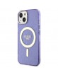 Guess iPhone 14 Plus Hülle Case Cover MagSafe Glitter Lila Violett