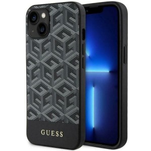 Guess iPhone 14 Plus Hülle Case Cover MagSafe G Cube Stripes Schwarz