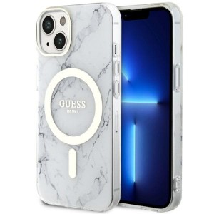 Guess iPhone 14 Plus Hülle Case Cover MagSafe Marmor Weiß