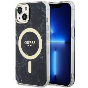 Guess iPhone 14 Plus Hülle Case Cover MagSafe Marmor Schwarz