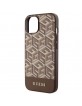 Guess iPhone 14 / 15 / 13 Hülle Case Cover MagSafe G Cube Stripes Braun