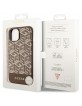 Guess iPhone 14 / 15 / 13 Hülle Case Cover MagSafe G Cube Stripes Braun