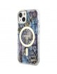 Guess iPhone 14 Hülle Case Cover MagSafe Leopard Blau