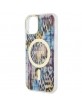 Guess iPhone 14 Hülle Case Cover MagSafe Leopard Blau