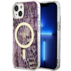 Guess iPhone 14 Hülle Case Cover MagSafe Leopard Rosa Pink