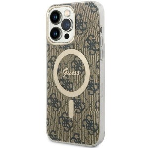 Guess iPhone 14 Pro Max Case Cover MagSafe 4G Brown
