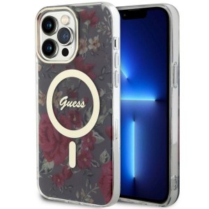 Guess iPhone 14 Pro Max Hülle Case Cover MagSafe Flower Grün