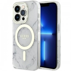 Guess iPhone 14 Pro Max Case Cover MagSafe Marble White
