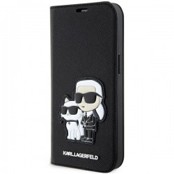 Karl Lagerfeld iPhone 14 Pro Book Case Saffiano Karl Choupette Black