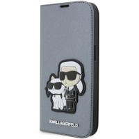 Karl Lagerfeld iPhone 14 Pro Max Book Case Saffiano Karl Choupette Silver
