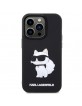 Karl Lagerfeld iPhone 14 Pro Hülle Case Silikon Rubber Choupette 3D Schwarz