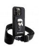 Karl Lagerfeld iPhone 14 Pro Case Crossbody Ikonik Strap Card Slot Black