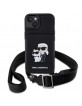 Karl Lagerfeld iPhone 14 Plus Case Crossbody Karl Choupette Strap Card Slot Black