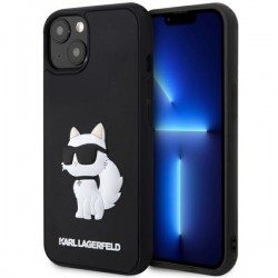 Karl Lagerfeld iPhone 14 / 15 / 13 Case Silicone Rubber Choupette 3D Black