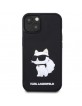 Karl Lagerfeld iPhone 14 / 15 / 13 Hülle Case Silikon Rubber Choupette 3D Schwarz