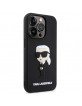 Karl Lagerfeld iPhone 14 Pro Max Hülle Case Silikon Rubber Ikonik 3D Schwarz