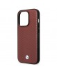 BMW iPhone 14 Pro Case Genuine Leather Diamond Pattern MagSafe Red