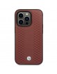 BMW iPhone 14 Pro Max Case Genuine Leather Diamond Pattern MagSafe Red