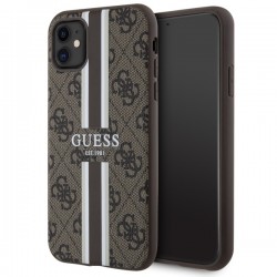 Guess iPhone 11 Hülle Case Cover MagSafe 4G Printed Stripes Braun