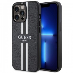 Guess iPhone 13 Pro Hülle Case Cover MagSafe 4G Printed Stripes Schwarz