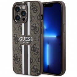Guess iPhone 13 Pro Hülle Case Cover MagSafe 4G Printed Stripes Braun