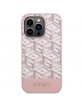 Guess iPhone 14 Pro Hülle Case Cover MagSafe G Cube Stripes Rosa Pink