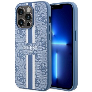 Guess iPhone 14 Pro Hülle Case Cover MagSafe 4G Printed Stripes Blau