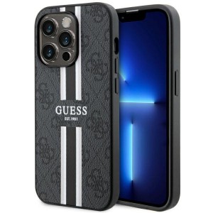 Guess iPhone 14 Pro Hülle Case Cover MagSafe 4G Printed Stripes Schwarz
