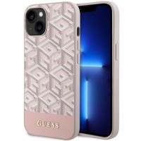 Guess iPhone 14 Plus Case Cover MagSafe G Cube Stripes Pink