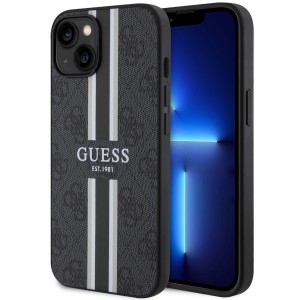 Guess iPhone 14 Plus Hülle Case Cover MagSafe 4G Printed Stripes Schwarz