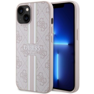 Guess iPhone 14 Plus Hülle Case Cover MagSafe 4G Printed Stripes Rosa Pink