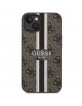 Guess iPhone 14 Plus / 15 Plus Hülle Case Cover MagSafe 4G Printed Stripes Braun