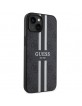 Guess iPhone 14 / 15 / 13 Hülle Case Cover MagSafe 4G Printed Stripes Schwarz