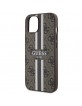 Guess iPhone 14 / 15 / 13 Case Cover MagSafe 4G Printed Stripes Brown