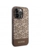 Guess iPhone 14 Pro Max Hülle Case Cover MagSafe G Cube Stripes Braun