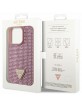 Guess iPhone 14 Pro Hülle Case Cover Strass Triangle Rosa Pink